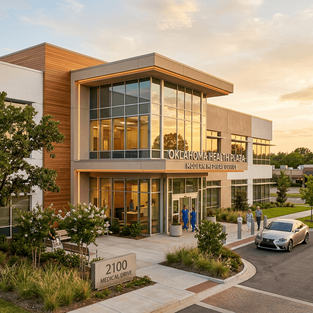 Modern medical office building exterior constructed by UDGOK in Tulsa